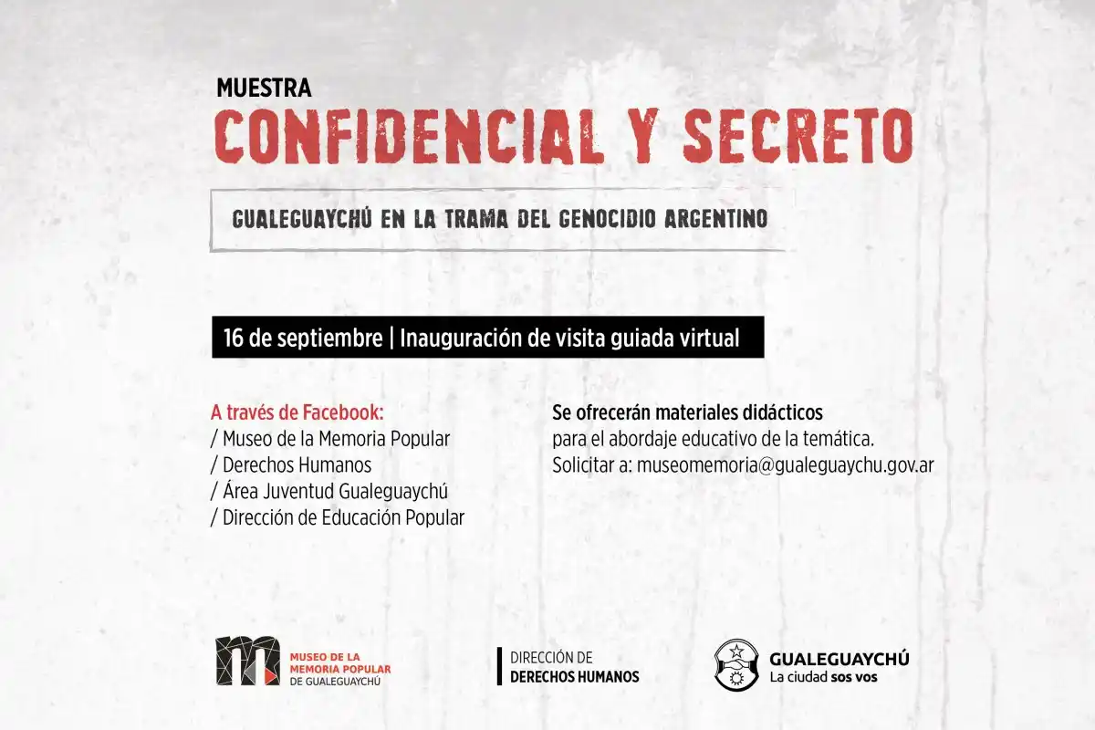 Realizarán una visita guiada virtual a la muestra local sobre la última dictadura