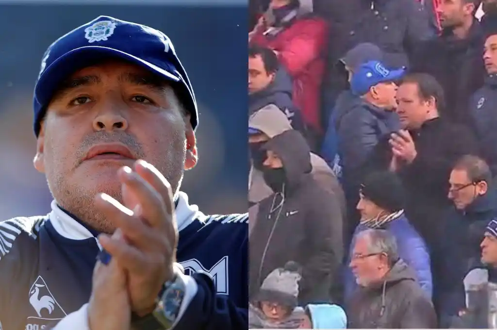 Diego Maradona “apareció” en la cancha de Gimnasia