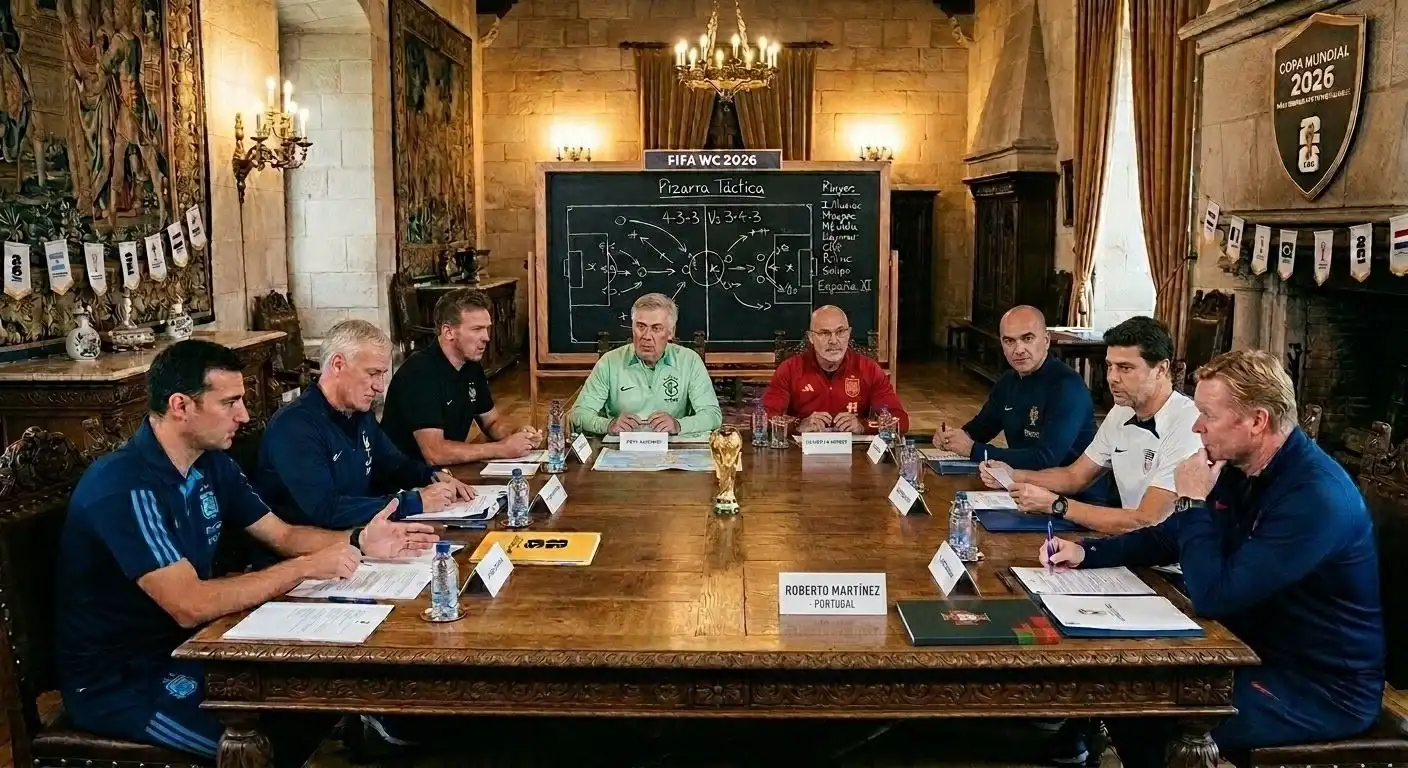 Los entrenadores reunidos en la Sala de Maestros.