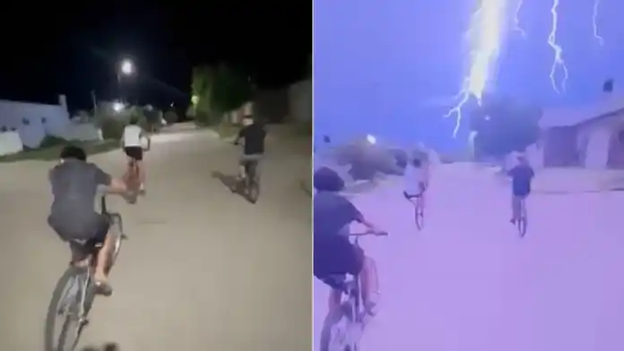 Un impactante rayo sorprendió a gurises que andaban en bicicleta