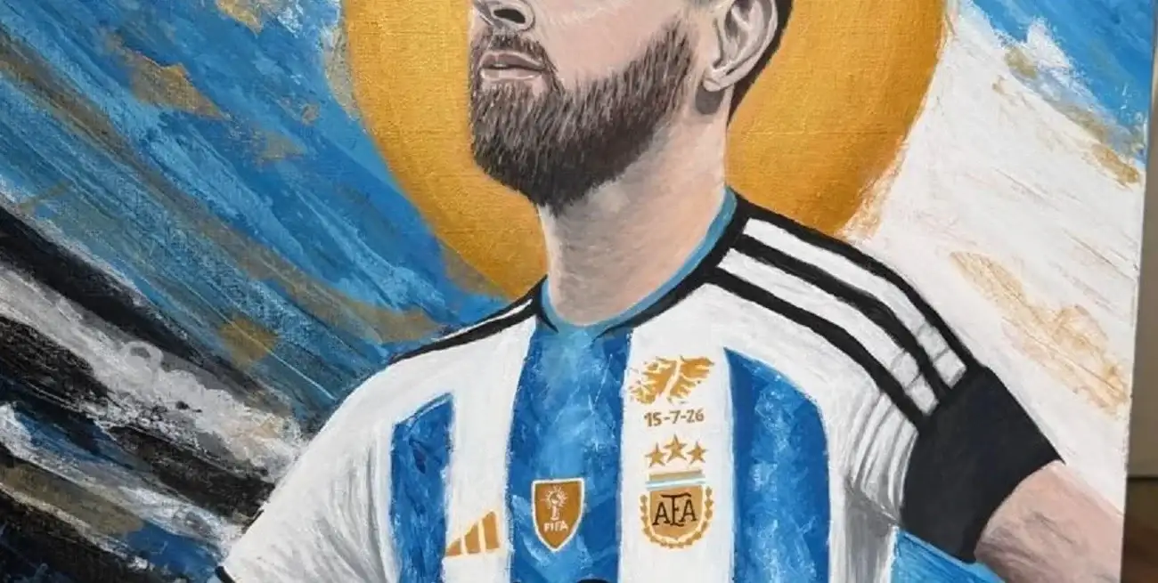 Lionel Andrés Messi, capitán de la selección argentina de fútbol´. Obra de Ileana Brutten Kinderknecht.