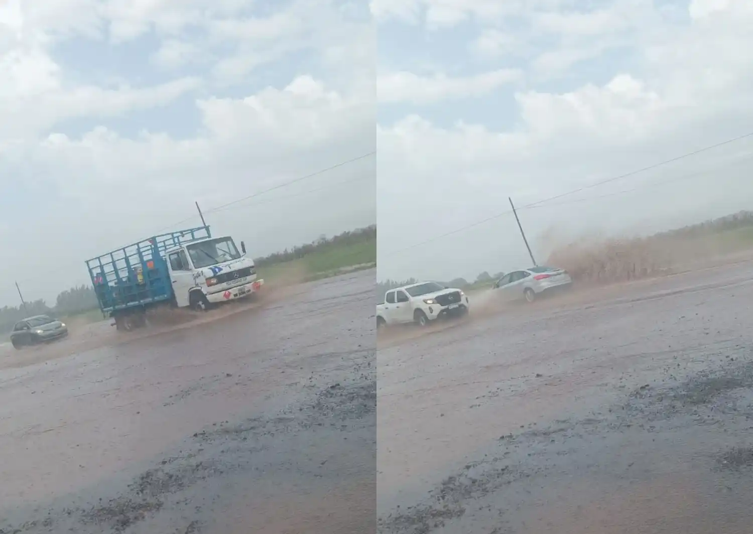 Ruta 1001: el agua tapa la ruta