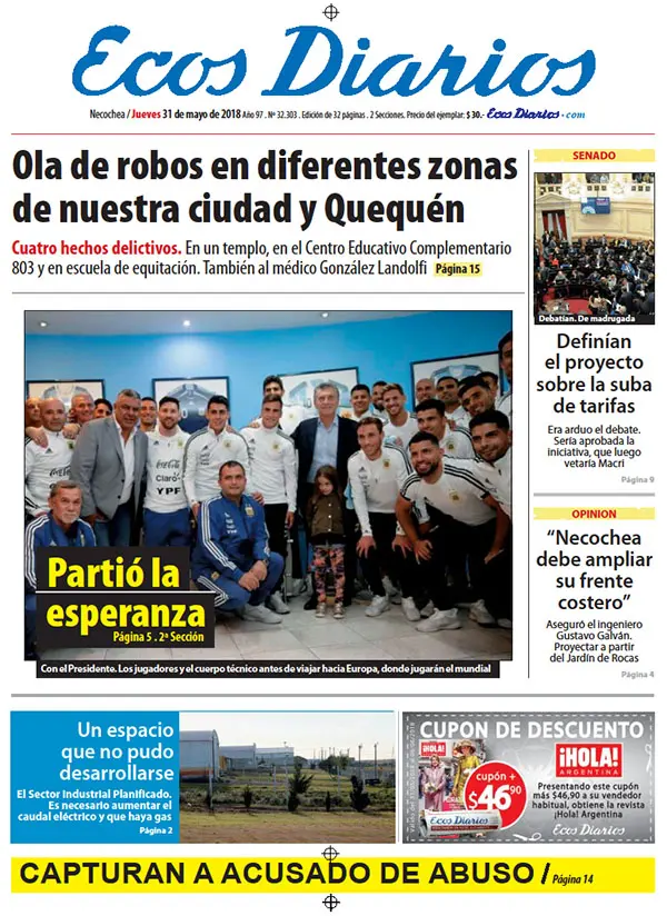 Tapa del 31 de mayo de 2018