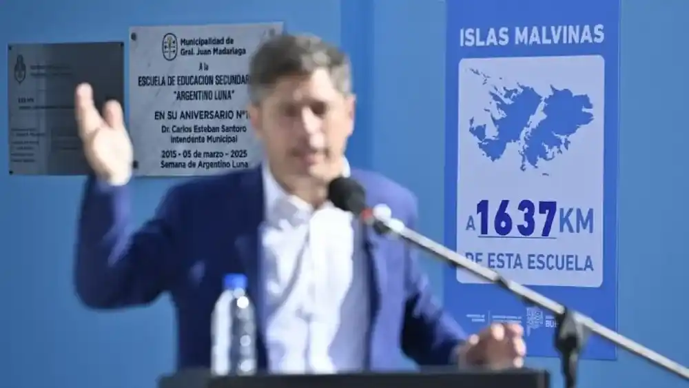 Carteles con la distancia a Malvinas