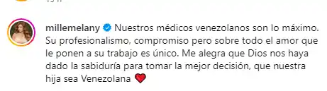 Melany Mille también celebró la nacionalidad de su hija con Nacho. Foto Instagram