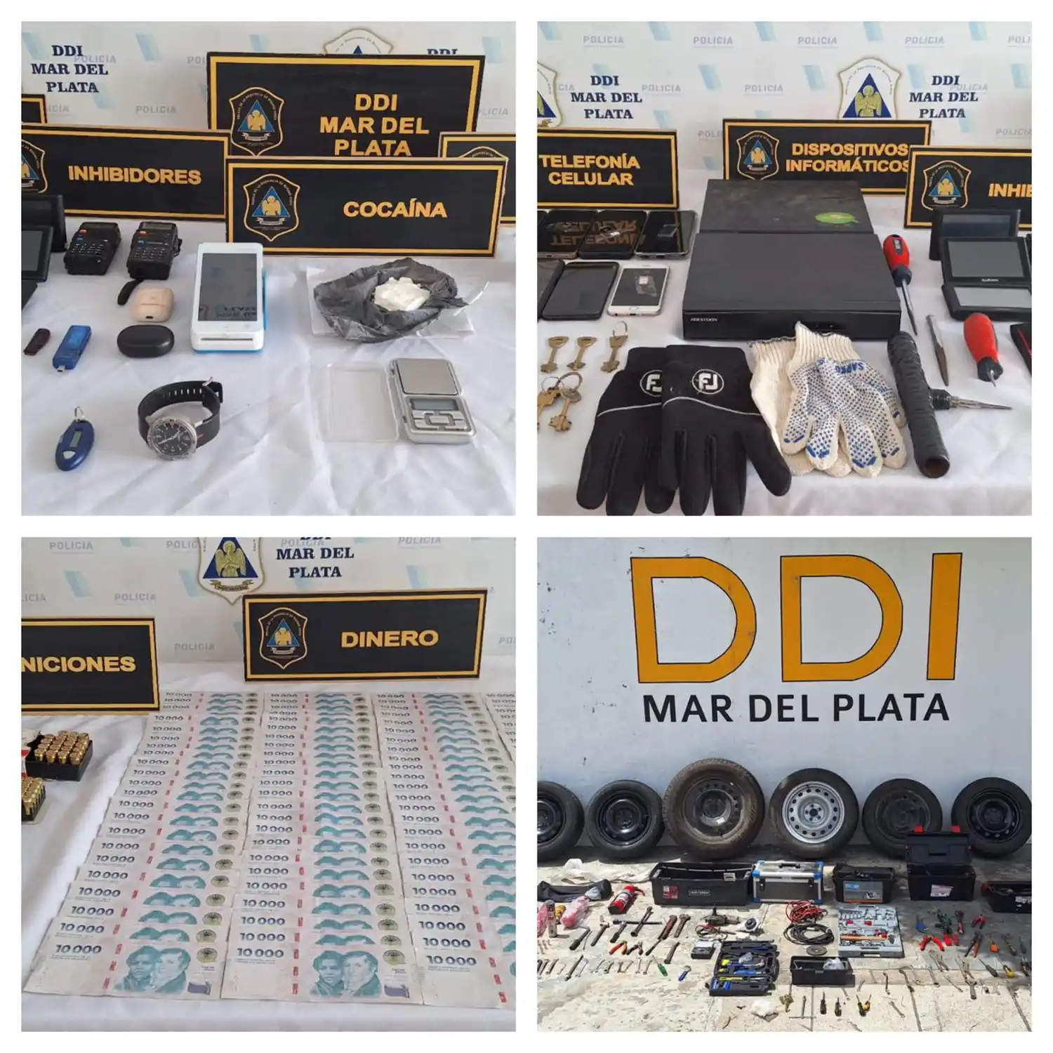 Imágenes de los numerosos objetos robados.