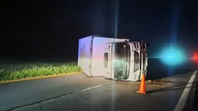 Un camión que transportaba flores y plantas volcó en Entre Ríos