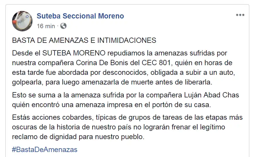 Grave denuncia en Moreno: Secuestran y torturan a una docente