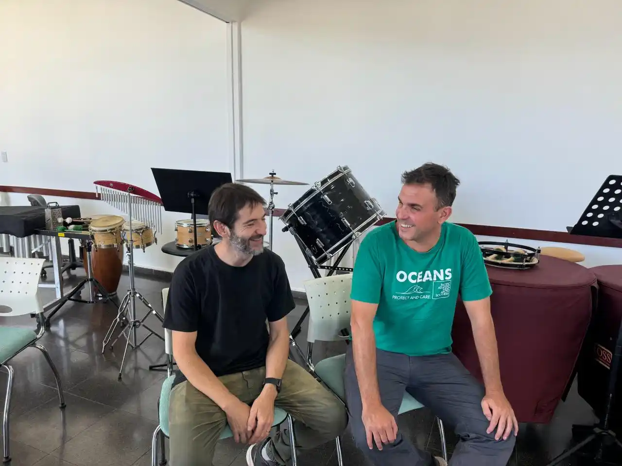 Germán Valsagna y Daniel Verra, de la Banda Sinfónica Municipal.