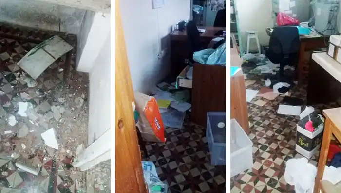 Destrozos y robo en el cementerio