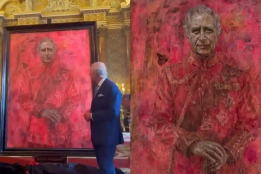 Revuelo en el Reino Unido por el nuevo retrato de Carlos III: hasta lo comparan con Satanás