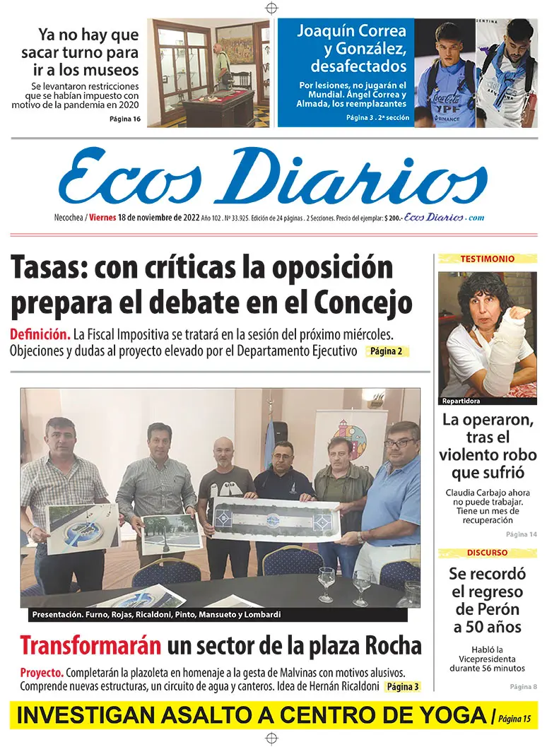 Tapa del 18 de noviembre de 2022