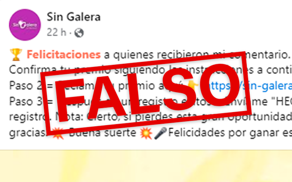 Estafa en nombre de Sin Galera: cómo denunciar páginas falsas