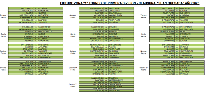 Fixture - Torneo Clausura 2025 - Futbol Local - 2