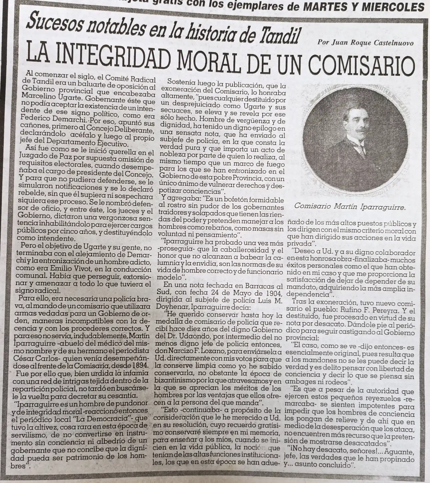 La integridad moral de un comisario