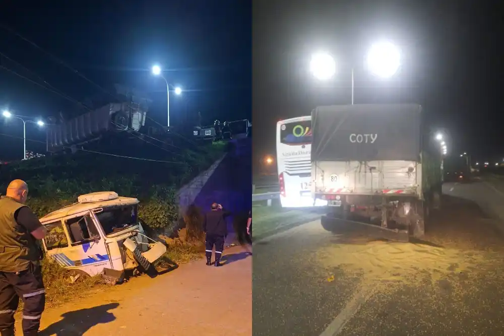 Choque entre camiones.