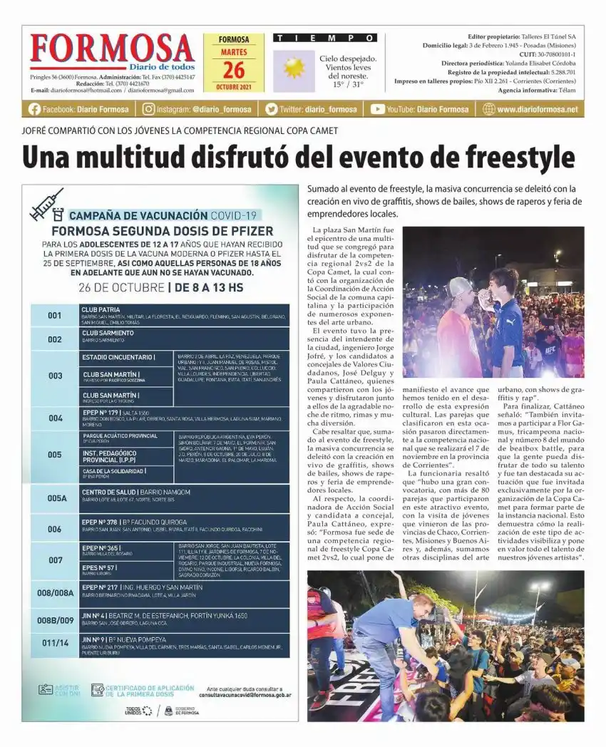 Tapa y Contratapa 26 de octubre de 2021