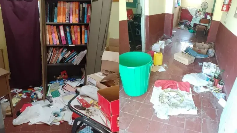 El interior del establecimiento quedó devastado por la acción de los ladrones.