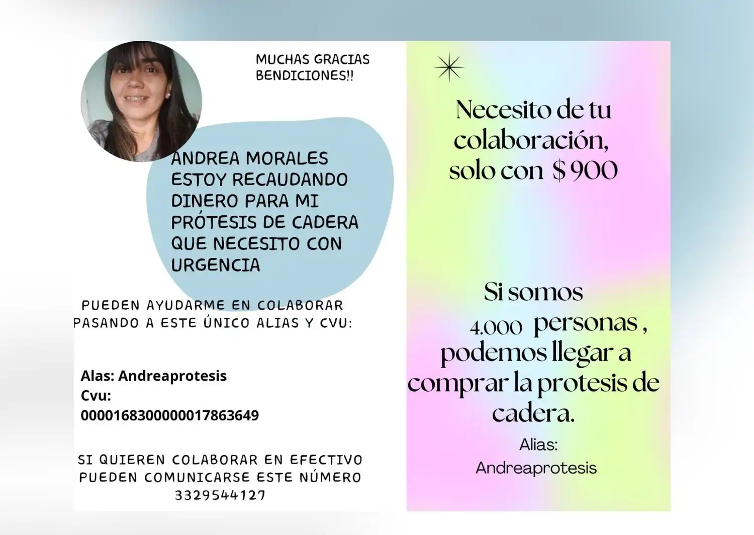 Sigue la colecta solidaria para Andrea Morales