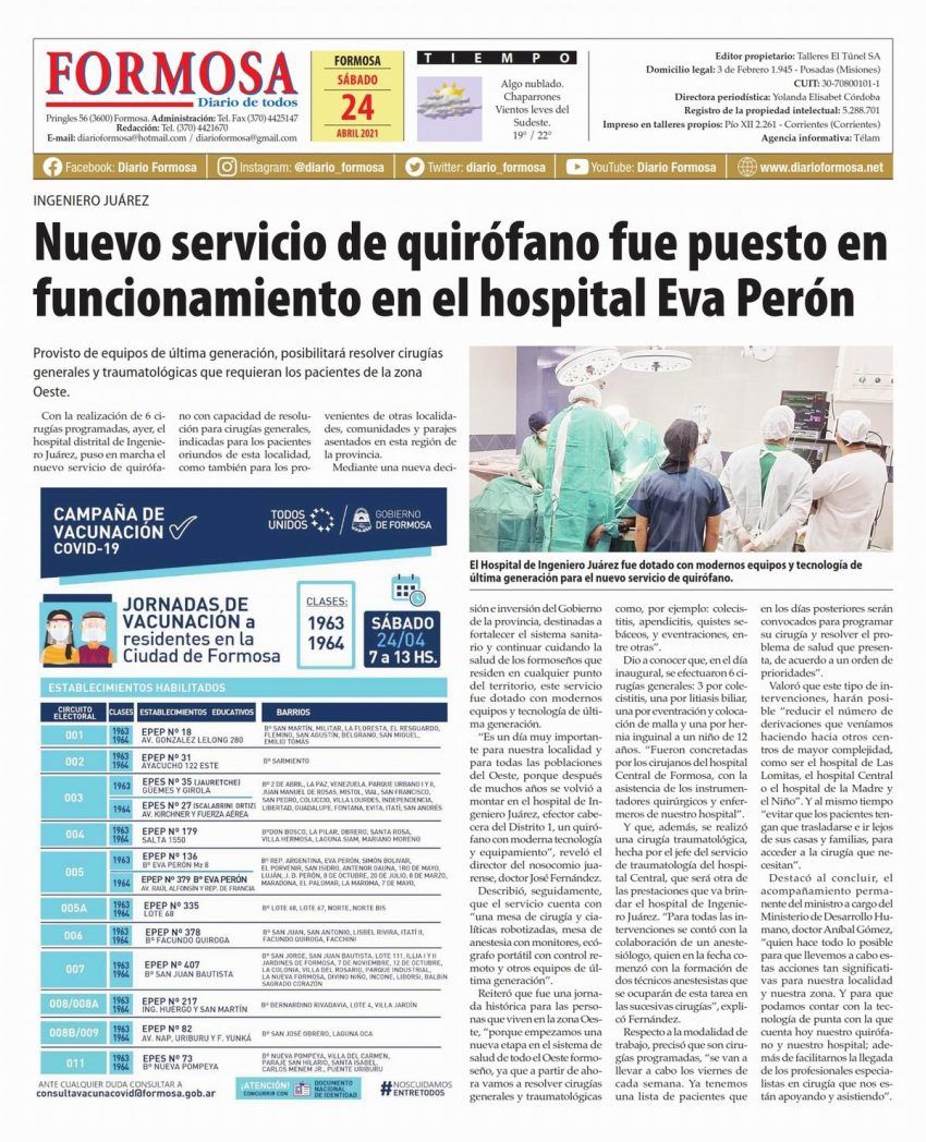 Tapa y Contratapa 24 de abril de 2021