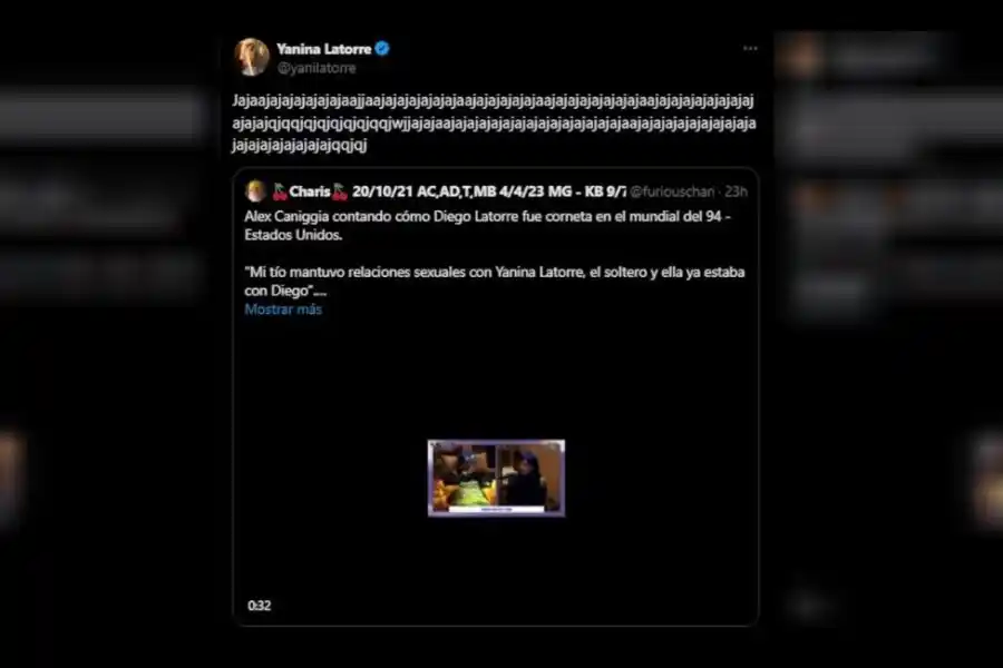      Captura de pantalla de X a @yaninalatorre