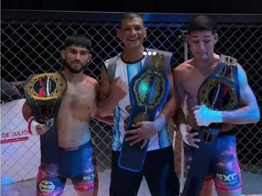 Los campeones rafaelinos Leandro Aguirre, Gastón Dominguez y Juan Cruz Ramallo. Foto:Instagram