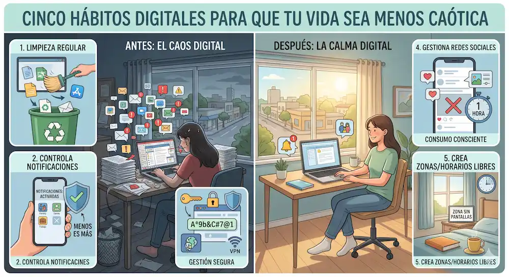 Cinco hábitos digitales para que tu vida sea menos caótica