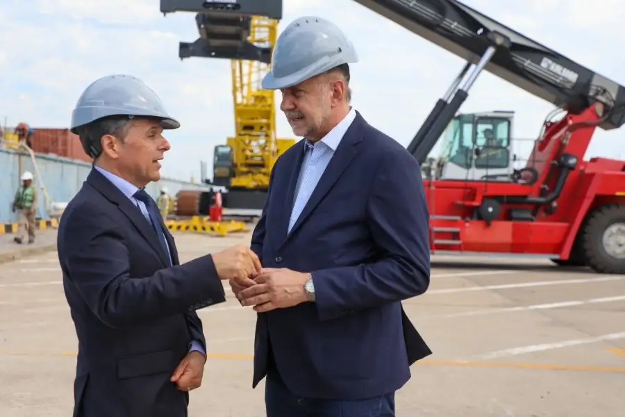 Perotti y Giuliano recorrieron obras en el Puerto de Santa Fe