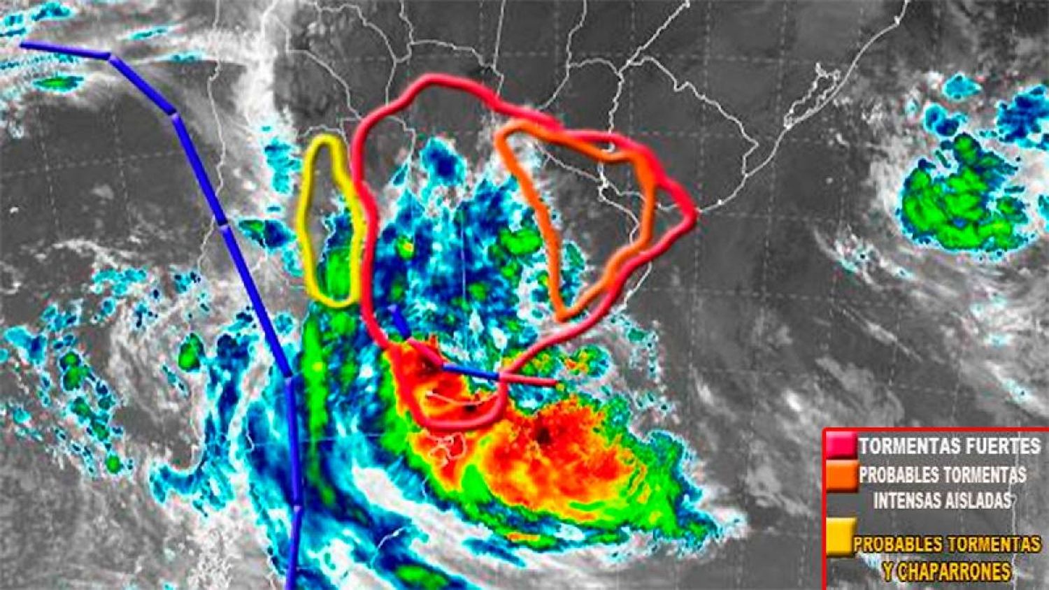 Alerta por tormentas fuertes y caída de granizo para gran parte de Entre Ríos