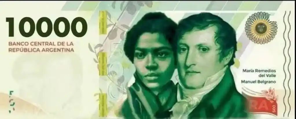 El billete tendrá en sus márgenes una imagen de Manuel Belgrano y otra de María Remedios del Valle.