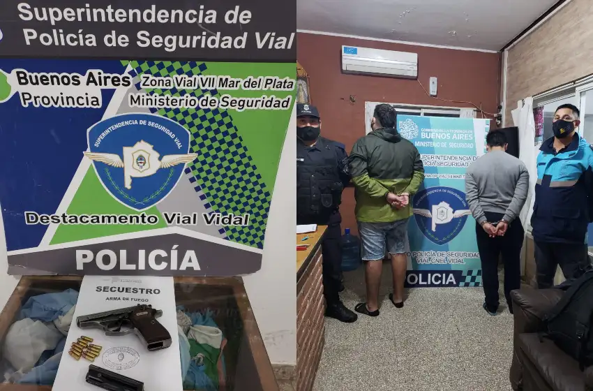 Detienen a dos malvivientes peligrosos con una pistola y auto robado cuando huían por la autovía 2