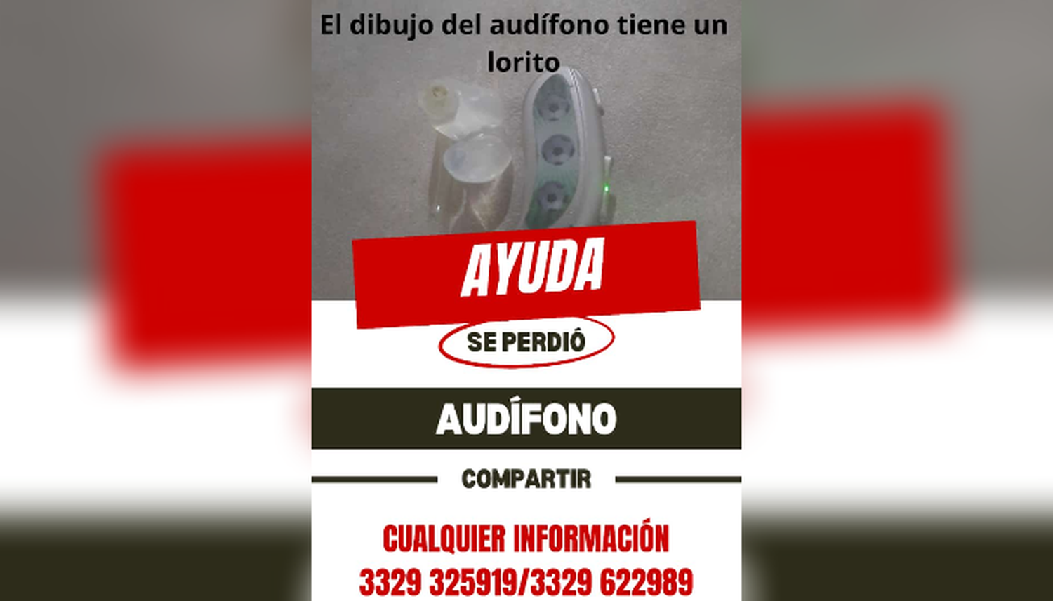 Buscan audífono perdido
