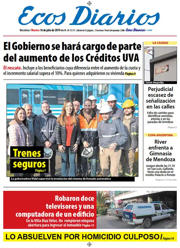 Tapa del 16 de julio de 2019