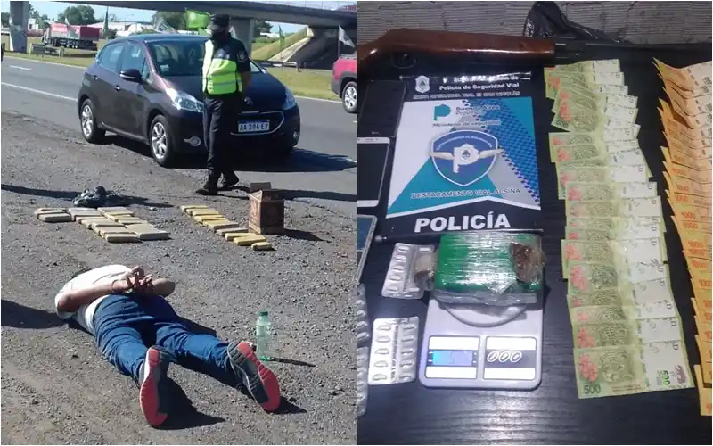 Ruta 9: tras la detención de un hombre que transportaba droga, Policía Vial colaboró en allanamientos en el Conurbano