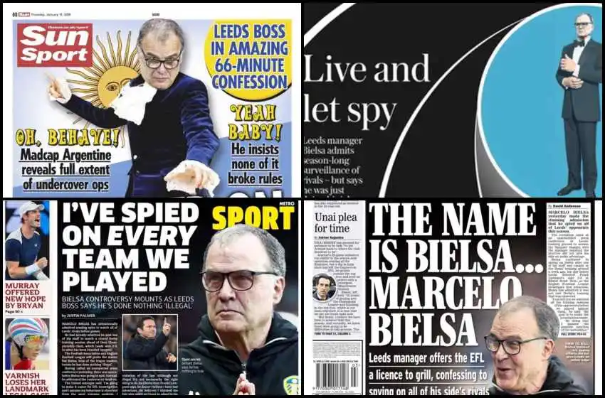 El Loco Bielsa revoluciona Inglaterra: fue portada de los diarios de Inglaterra tras el «SpyGate»