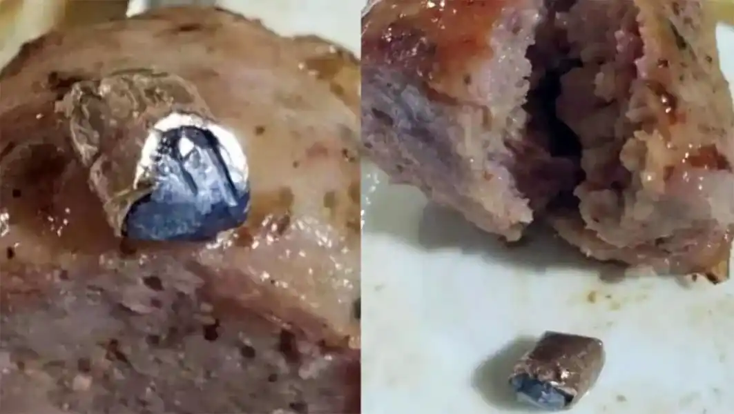 Comía un asado, cortó el chorizo y mordió una bala
