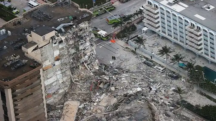 ANTE LA LLEGADA DE ELSA: adelantan demolición de lo que queda del Champlain Towers, en Miami-Dade