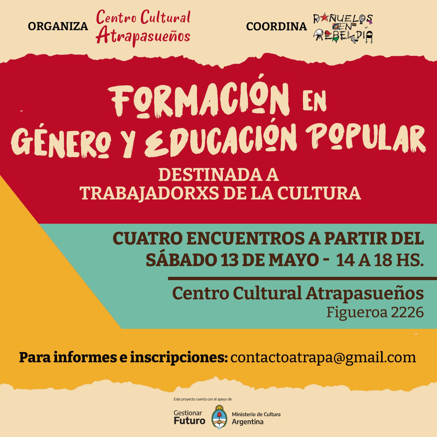 atrapasueños (DE FOTOS)

La formación en Género y Educación Popular para trabajadores de la Cultura y el apoyo nacional al proyecto del Atrapasueños.