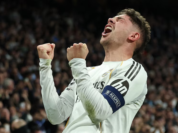 Noche inolvidable con hat trick para el uruguayo Federico Valverde . Foto: Getty Images