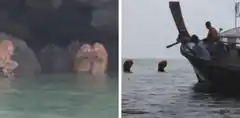 Las extrañas criaturas que aparecieron en una playa de Tailandia realizando un ritual