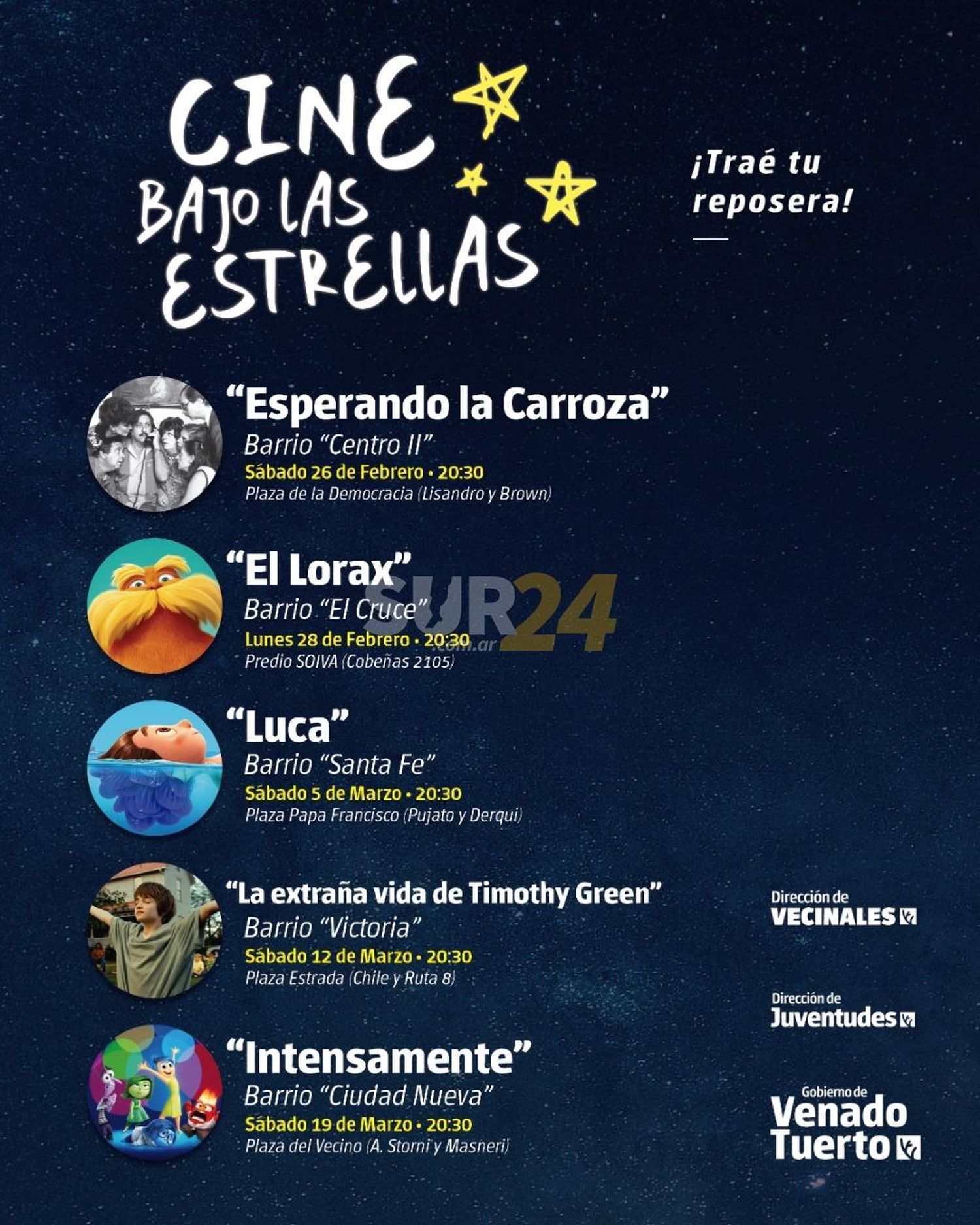 Doble jornada de “Cine bajo las estrellas” en el finde largo de carnaval