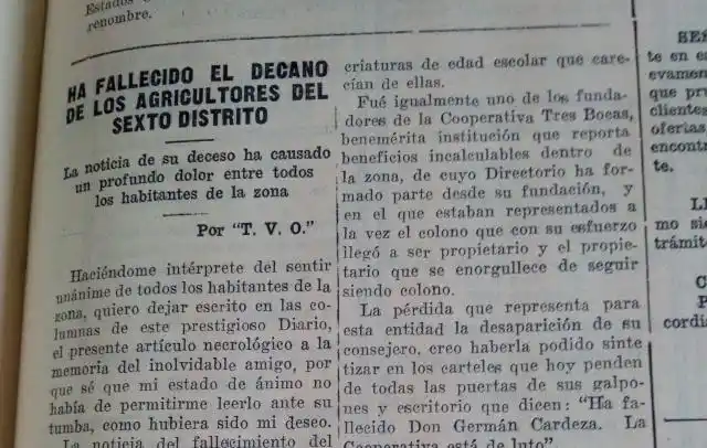 Falleció Don  German Cardeza Miño