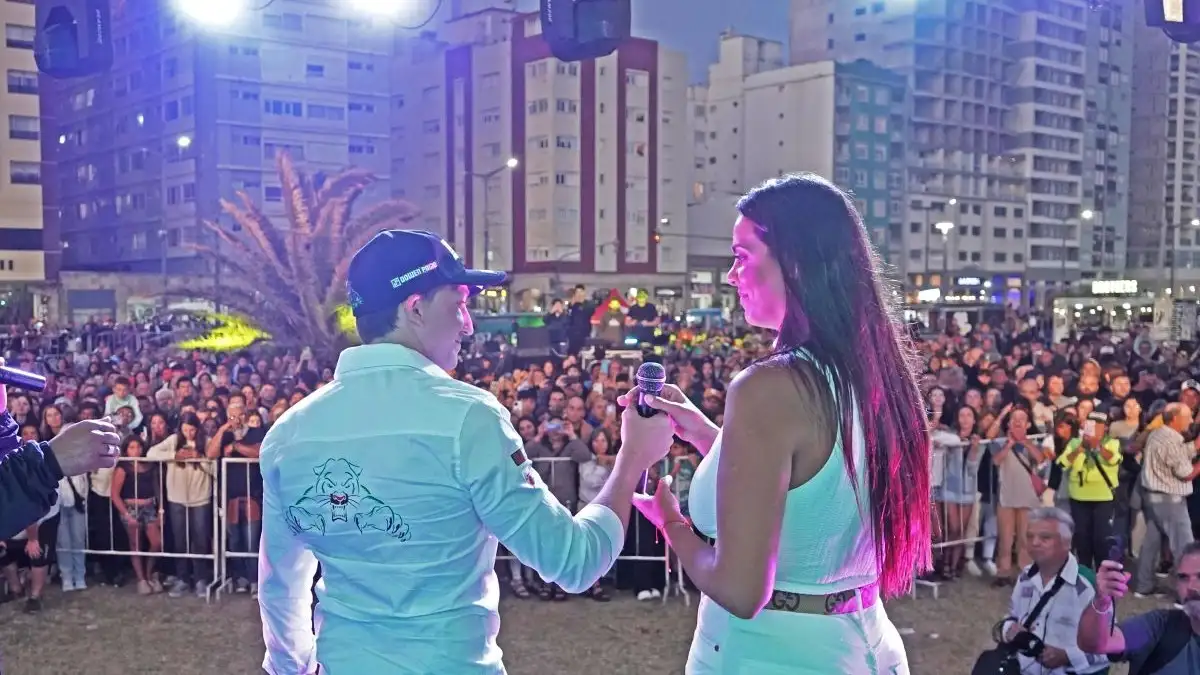 Franco y Belu Lucius en la presentación
