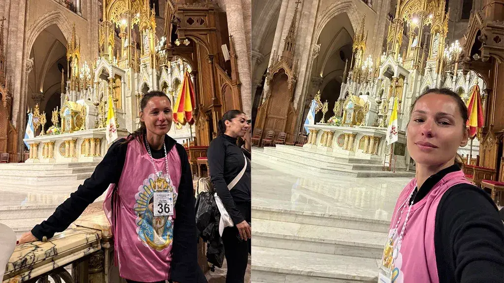Pampita completó la caminata a la Basílica de Luján tras recorrer 47 kilómetros