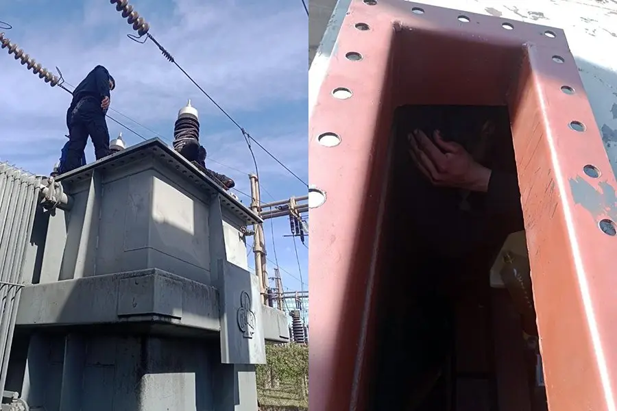 ¡Salí de ahí Maravilla! Robaba cables de un transformador y no quedó "pegado" de milagro