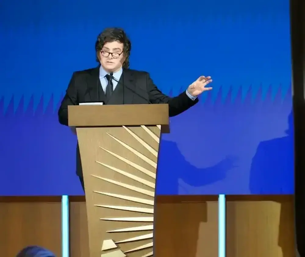 Javier Milei en la cámara de Comercio de Estados Unidos.