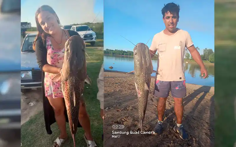 Leo Sánchez pescó un surubí de 11 kg en el puerto