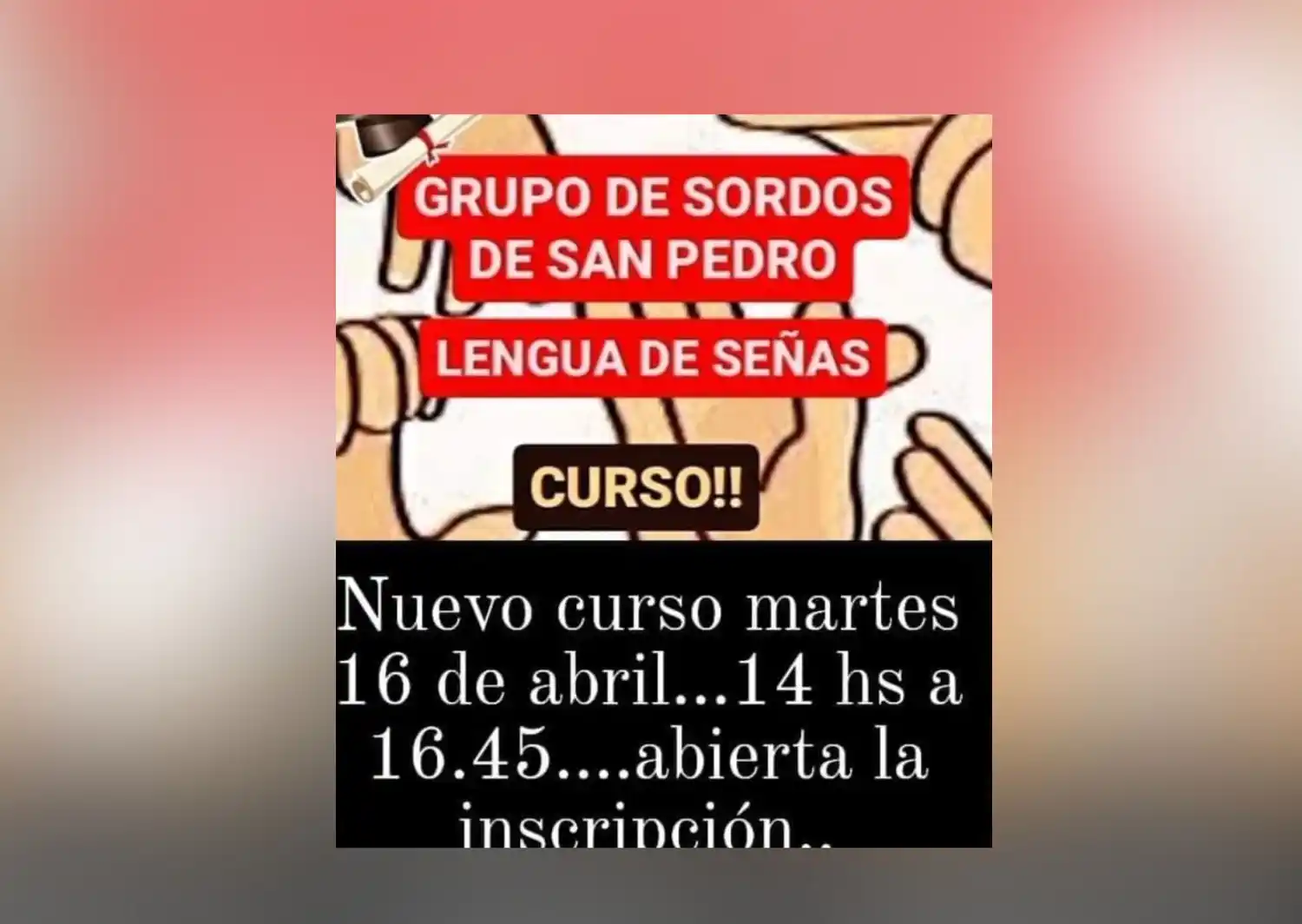 Nuevo curso de lengua de señas del grupo de sordos de San Pedro