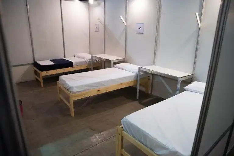 El centro de aislamiento que se montó en Tecnópolis