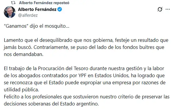 Alberto Fernández celebró el fallo por YPF - 2